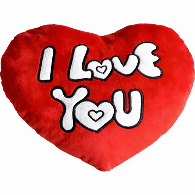 Verhaak Pluche grijs kussen in hartvorm "I Love You" 70 cm rood