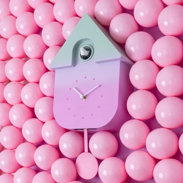 Lexium Store Lexium Koekoeksklok Modern - Minimalistische Koekoeksklok - Koekoek - Cuckoo Clock - Wandklok Gradiënt, veelkleurig