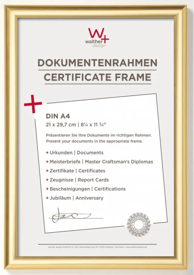 Walther Trendstyle - Kunststof lijst - Fotoformaat 21x29.7 cm - Goud