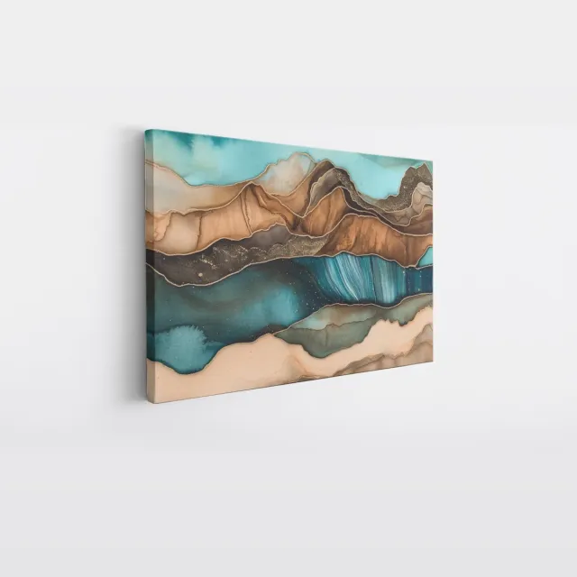Saammp Canvas Schilderij - Kleurrijk - marmer in lagen - Dynamisch - Abstract kunstwerk - 150x100 - Foto op canvas - Wanddecoratie - Muurdecoratie Woonkamer - Slaapkamer decoratie - Canvas Print Multicolor