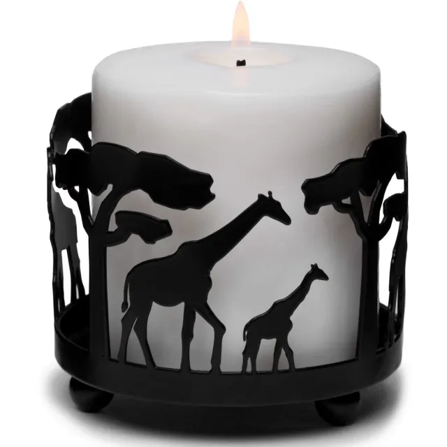 Famanu Giraffe kaarsenhouder voor kamerdecoratie, zwarte kaarsenhouder voor woonkamer, ideaal als pillar candle stand en woondecoratie accessoires