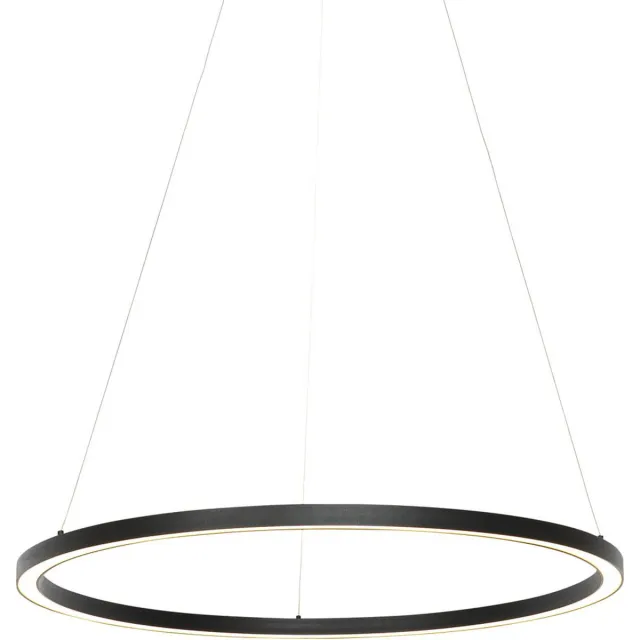 QAZQA girello - Design Dimbare LED Hanglamp met Dimmer voor boven de eettafel | in eetkamer - 1 lichts - Ø 80 cm - Zwart - Woonkamer | Slaapkamer | Keuken Zwart Smart LED