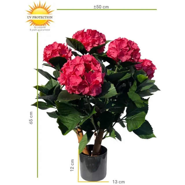 LeopoldFlora Kunst Hortensia roze L 65cm UV Groen