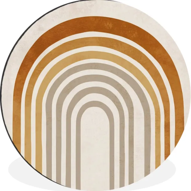 WallCircle Wandcirkel - Muurcirkel - Minimalistisch - Boog - Lijnen - Beige - Aluminium - Dibond - 60x60 cm - Binnen en Buiten Bogen – Aards