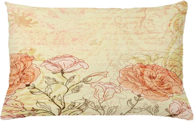 ABAKUHAUS Vintage Kussenhoes, Grunge Retro Bloemen, voor de Binnen of Buiten Gebruik Geschikt met Ritssluiting Wasbare Stof, 65 x 40 cm, Roze