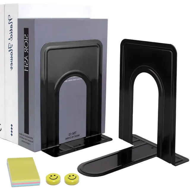 Ibenzoa Robuuste Metaal Boekenstandaards – 2 Stuks, Zwart, 17x12x15cm – Optimale Ondersteuning voor Boeken en Documenten