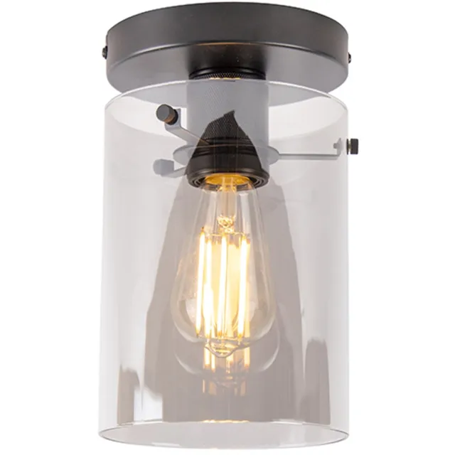 QAZQA dome - Design Plafondlamp - 1 lichts - Ø 15 cm - Zwart - Woonkamer | Slaapkamer