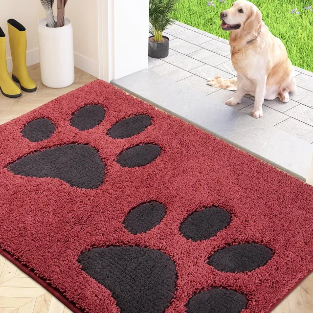Ibenzoa Absorberende Loopmat van Microvezel - 80 x 120 cm - Geschikt voor Elke Entree rood