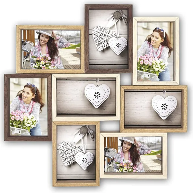 Photo Frame Foto collage – Photo Frame Collage – Photo Frame – Fotolijst – Woonkamer Accessoires – Wanddecoratie Woonkamer Brun/Ivoire/Naturel
