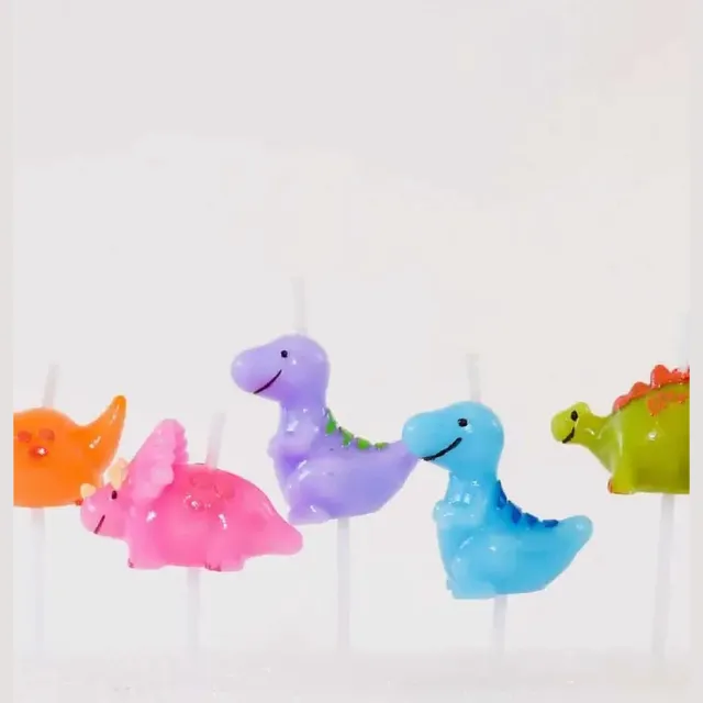 Smiling Faces Taartkaarsjes - Cupcake Versiering - Dinosaurus - 5 stuks Dinosaurussen