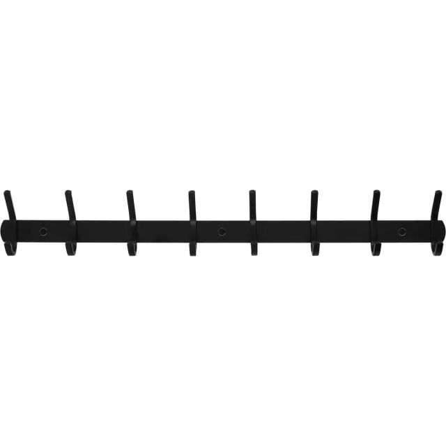 QUVIO Wandkapstok - 8 haken - Kapstok - Muurkapstok - Garderoberek - Hangend - Met haakjes - Kookgereihouder - Metaal - Zwart - 55 cm