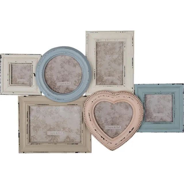 Clayre & Eef Fotolijst 10x15 cm Beige Blauw MDF Fotokader