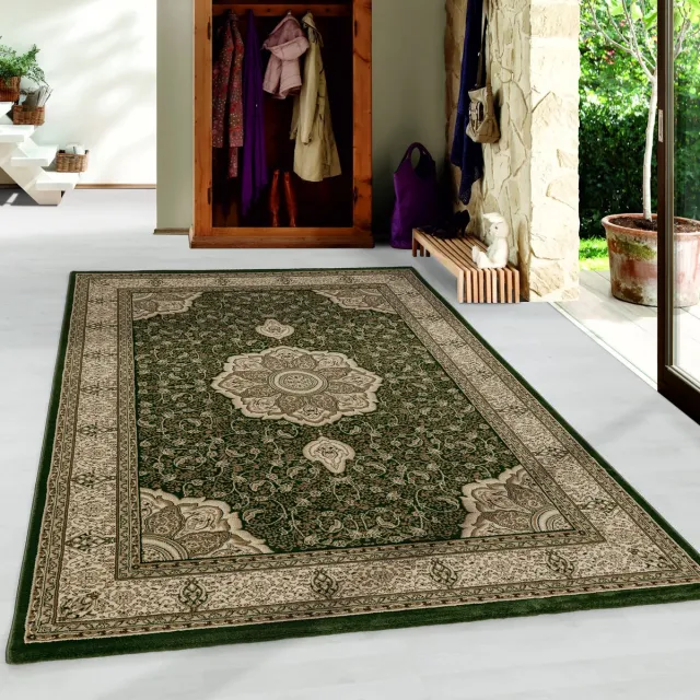 Ayyildiz Oosterse vloerkleed, oosters design, groene kleur, vloerkleed voor de woonkamer, jute achterkant, afmeting: 160 cm x 230 cm