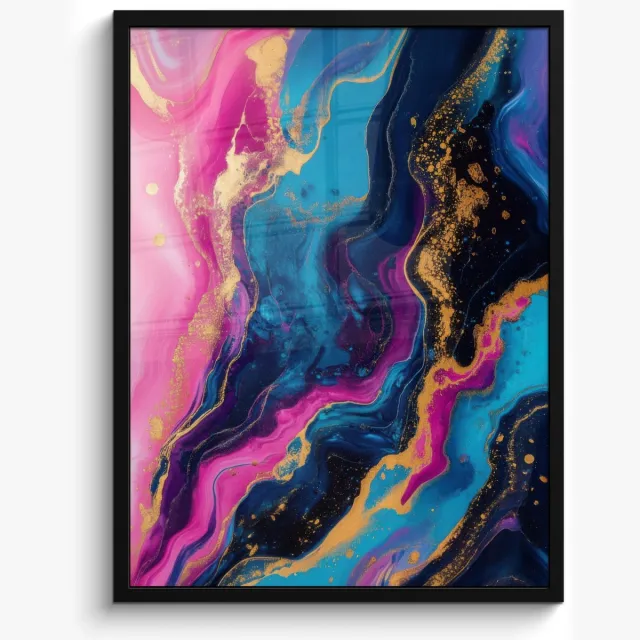 FrameYourWall Poster in lijst - Fotolijst 50x70 cm - Posters - Marmer - Modern - Goud - Posterlijst zwart - Decoratie - Wanddecoratie woonkamer - Muurdecoratie slaapkamer Marmer - Modern 1