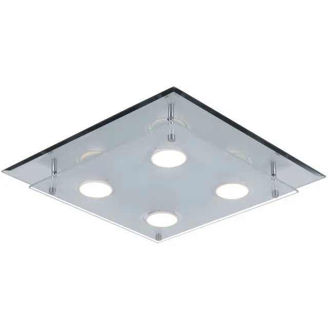 ESTO LED plafondlamp 12 watt licht chroom glas design wit gesatineerd plafondlampARENA 9740030-4 zilver