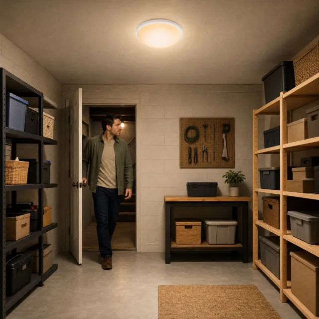Froadp 2PCS 15 W plafondlamp met bewegingssensor, 220-240 V, warm wit licht, detectiebereik 0,8-8 m, flikkervrij en niet-verblindend, bevat geen UV-straling, geschikt voor slaapkamers, kelders en trappenhuizen Warm licht(2PCS）