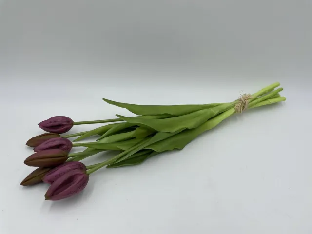 Home Sweet Home Kunstbloem bos van 7 tulpen 40 cm purple aubergine | 87031-8 | Stoer & Sober Woonstijl