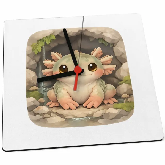 Mr Cadeautjes Klok 19 x 19 - design Een compact, schattig portret van een mini-forest creature i | cadeau Wit