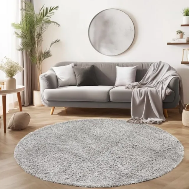 Muratap Basic Rond Shaggy vloerkleed Lichtgrijs Hoogpolig- 200 CM Ø Licht grijs