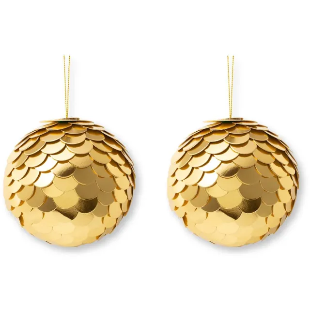 vtwonen Kerstballen - Papier - Goud - 7 cm - Set van 6 Donkerbruin