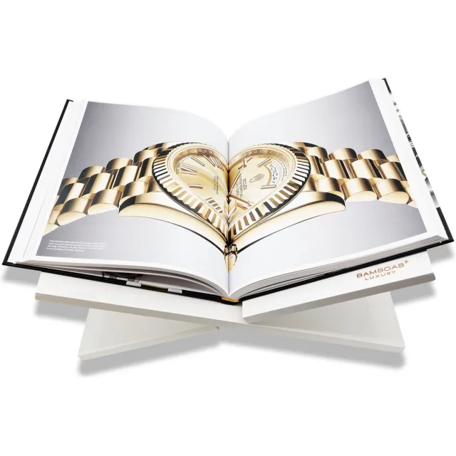BAMBOAB Boekensteun - 41.5 x 22 x 30.5 cm - Boekenstandaard – Kookboekstandaard – Leesstandaard – Book holder – Tijdschriftenhouder – Tijdschriftenrek – Bamboe Wit