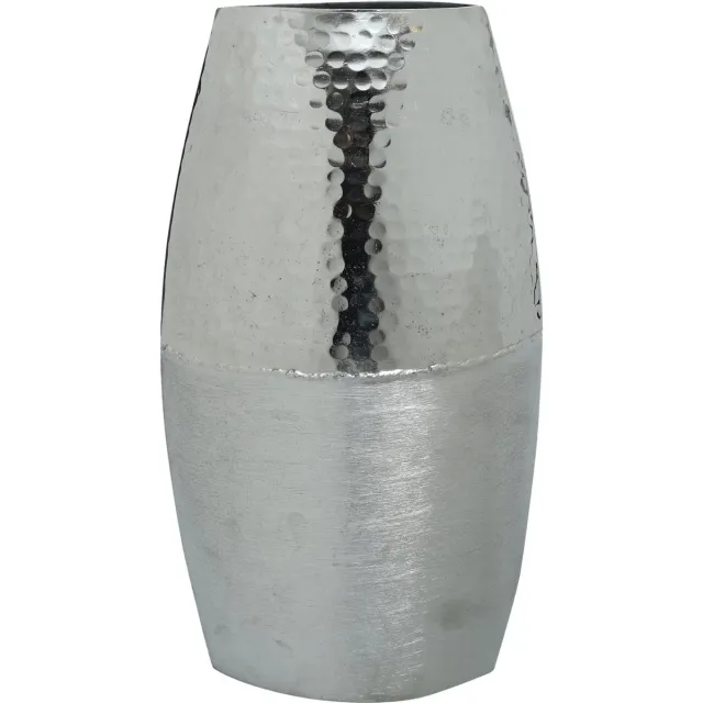 PTMD COLLECTION PTMD Vaas zilver geborsteld met glanzend gehamerd aluminium pot M - 37 hoog