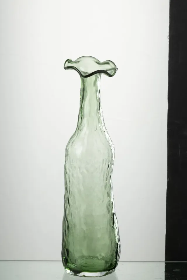 J-Line vaas Openbloeien - glas - groen - medium - 33 cm hoog