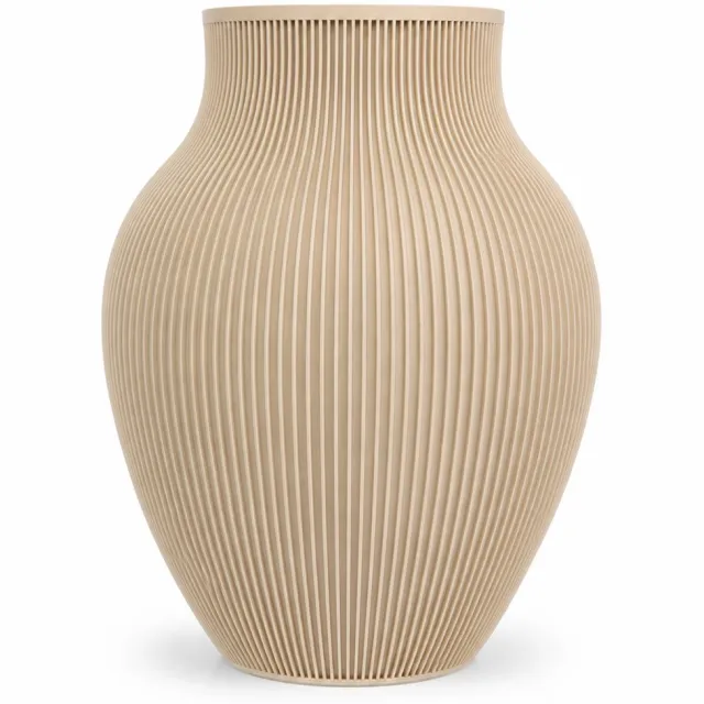 LayerMakers Tayo Japandi Vaas 32 cm Mat Beige – Ribbel Design – Waterdicht