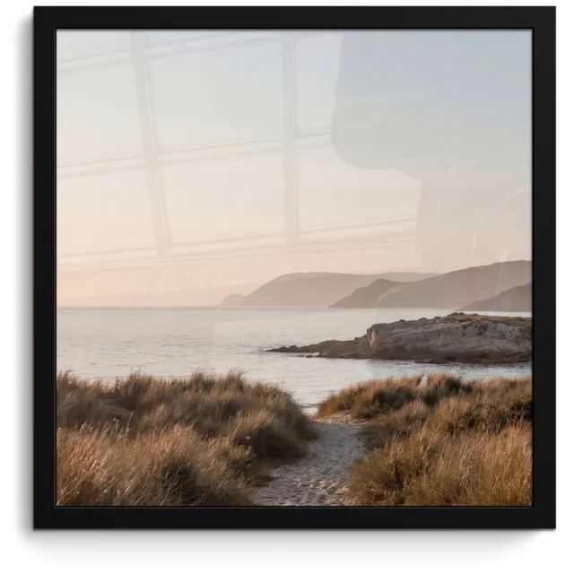 FrameYourWall Poster in lijst - Fotolijst 40x40 cm - Posters - Landschap - Kust - Duinen - Posterlijst zwart - Decoratie - Wanddecoratie woonkamer - Muurdecoratie slaapkamer