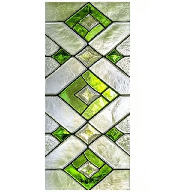 Nosheir Set van 2 raamstickers – Statisch hechtende raamfolie – Minimalistisch patroon – Decoratieve PVC-folie voor woonkamer, slaapkamer, badkamer en keuken – Groen