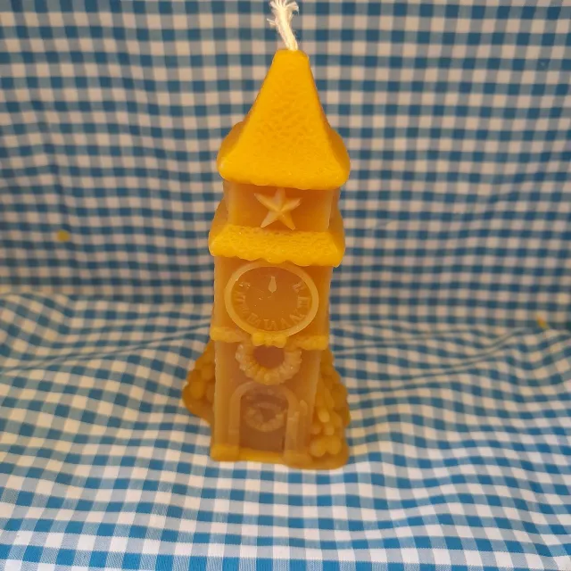 cailleagh's candles and gifts Bijenwaskaars kerktoren geel