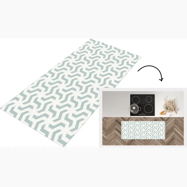 KitchenYeah Keukenloper - Loper keuken - Patronen - Abstract - Groen - Geometrie - Keukenloper vinyl Multicolor