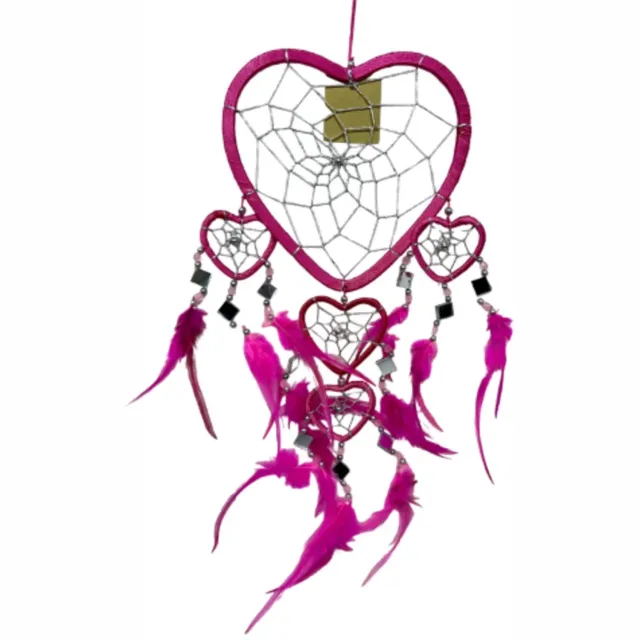 Ruben Robijn Dromenvanger Hartje met spiegels - Roze - 17 cm - Dream Catcher n.n.b