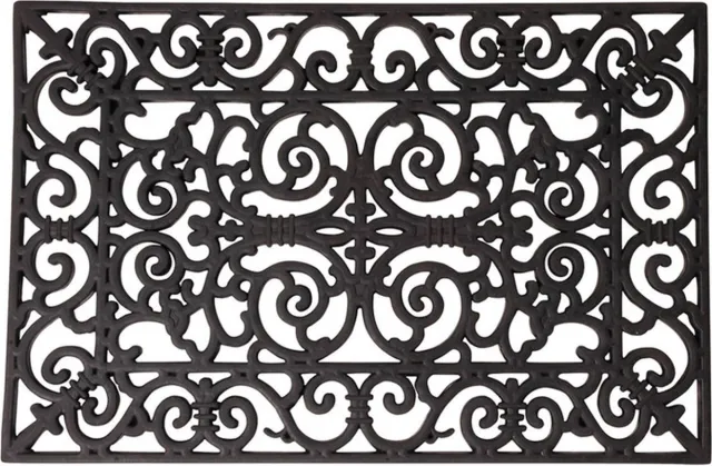 Esschert Design Deurmat - Rubber - schoonloopmat - zwart - klassieke print - 60 x 40 cm - Deurmatten
