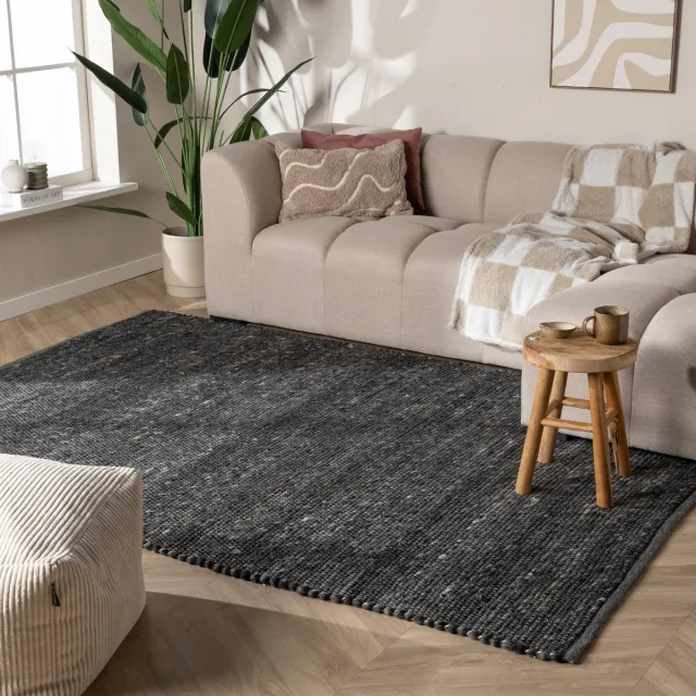 NATURL. Wollen vloerkleed - Feline Antraciet/Gemeleerd | Warm! - 140x200cm