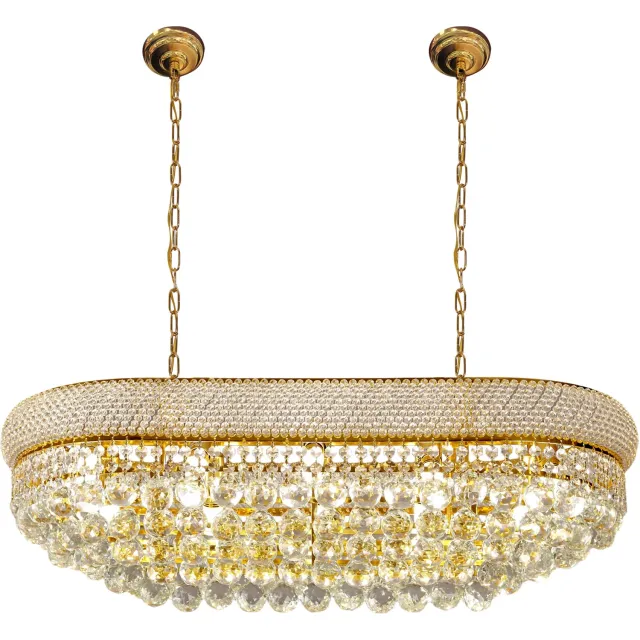 Vrygle Kristallen Kroonluchter Goud - Ovaal 86 cm - 10 Lichtpunten - 3 Lichtkleuren - Inclusief LED Lampen goudkleurig