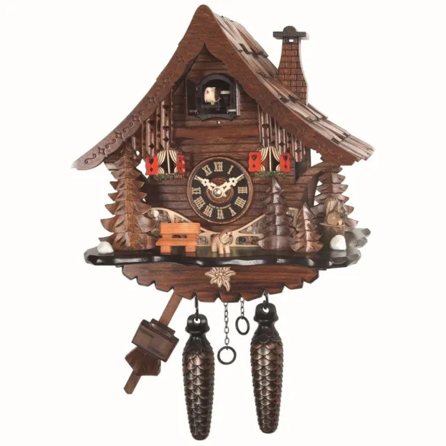 Engstler 471_QM - Koekoeksklok - Kwarts - Notenhout - met muziek - 25 cm Bruin