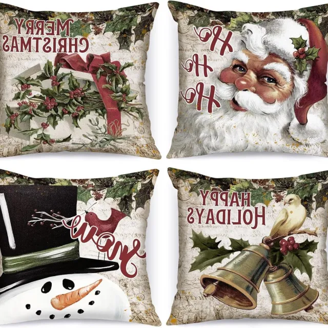 Cosensi Kerst Kussensloop 40x40 cm Retro Sneeuwpop Winter Decoratie Bank Any