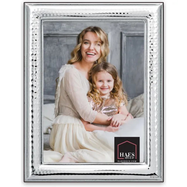HAES deco Verzilverde Fotolijst Bologna voor een foto van 9x13 cm – Fraai Verzilverd met luxe Houten achterzijde en standaard om neer te zetten – VP10313