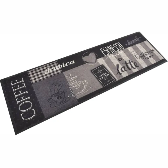 vidaXL Keukenmat wasbaar koffieprint 60x180 cm fluweel zwart Meerkleurig