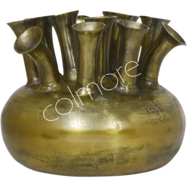 Colmore by Diga metalen gouden tulpenvaas toetervaas met 12 halzen XL 49 x 49 x 43 cm