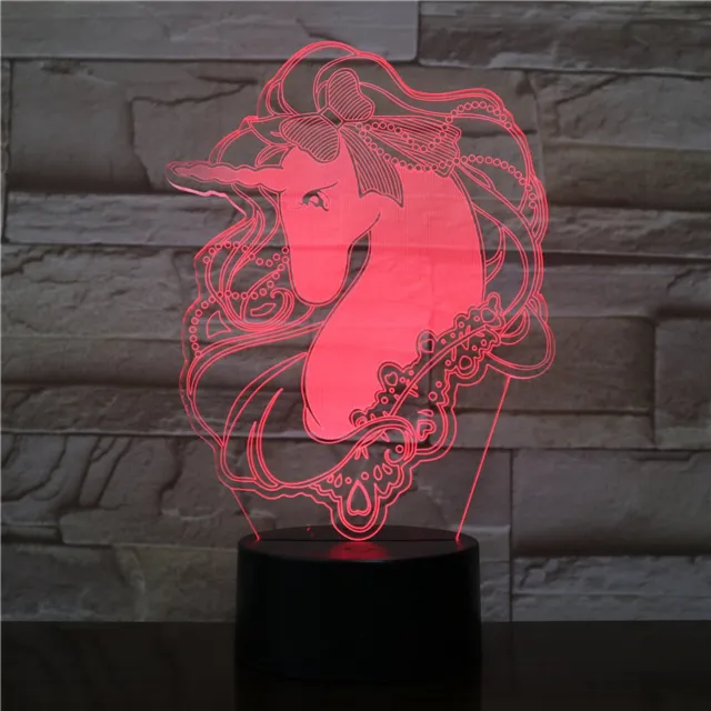 MC Living 3D Led Lamp Met Gravering - RGB 7 Kleuren - Unicorn