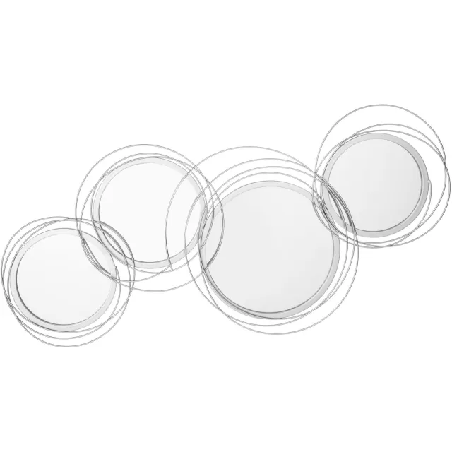 Homona Decoratieve wandspiegel - Met 4 ronde spiegels en metalen frame - 107 x 4 x 56 cm - Zilver