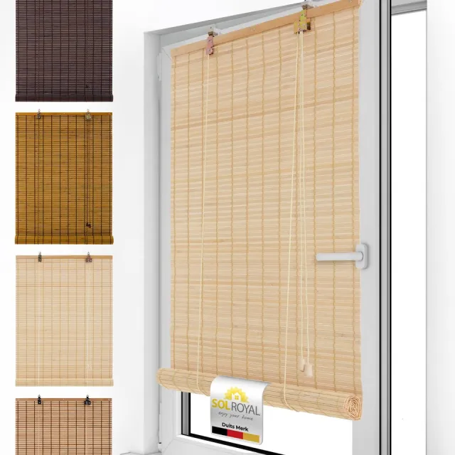Sol Royal BR7 Bamboe Rolgordijn Zonder Boren 110x160 cm Natuur Houten Jaloezie voor Binnen 110 cm Breed Inkijkbescherming & Zonwering