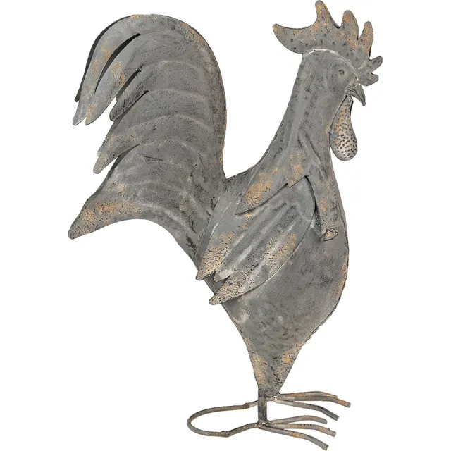 Clayre & Eef Tuindecoratie Haan 30x14x40 cm Grijs Metaal