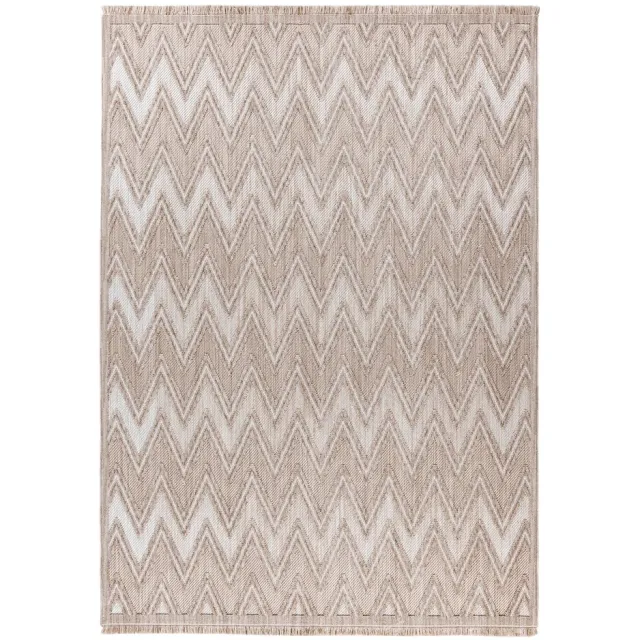 Padiro design laagpolig vloerkleed 120 x 170 cm - lichtbeige - modern geometrisch patroon - voor vloerverwarming - van polyester en katoen