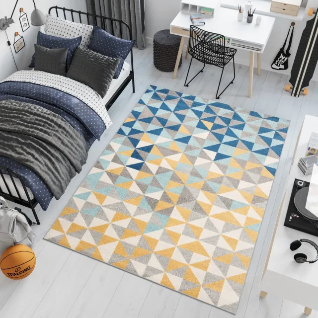 Tapiso Lazur Vloerkleed Grijs Blauw Woonkamer Abstract Tapijt Maat- 300x400 Grijs Geel Blauw