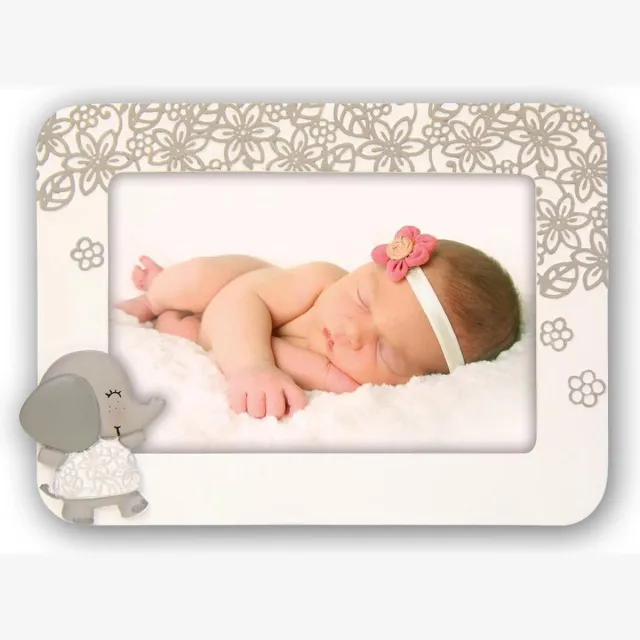 Zep Fotolijst met Olifantje Rocco voor foto formaat 10x15 - EE4146 Beige;Wit