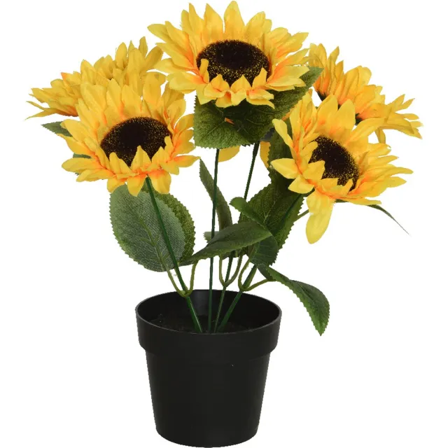 Everlands kunst zonnebloemen in pot - 25 x 25 x 28 - geel