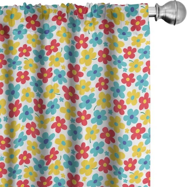 ABAKUHAUS Bloemen Gordijnen – 2x75x175 cm – Mikrofaser, Veelkleurig Mehrfarbig
